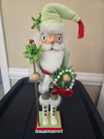 Christmas Cardinal Nutcracker Decor, 15 Inch Santa Statue, Festive Mantel Accent