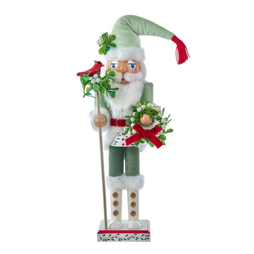 Christmas Cardinal Nutcracker Decor, 15 Inch Santa Statue, Festive Mantel Accent