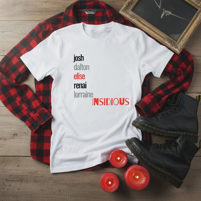 Insidious Character Names Horror Fan Tee, Unisex Binge Watching Shirt