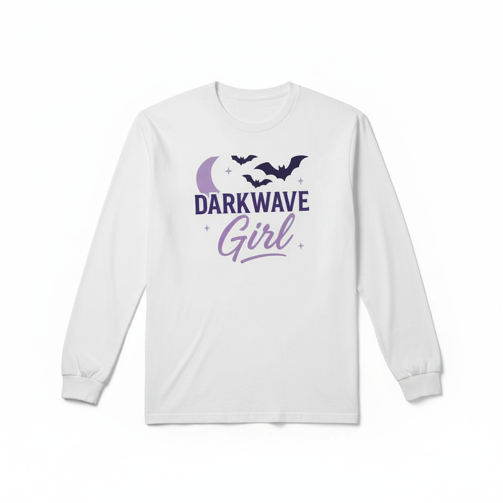 Darkwave Girl T-Shirt | White Long Sleeve or Short Sleeve | Goth Music Shirt
