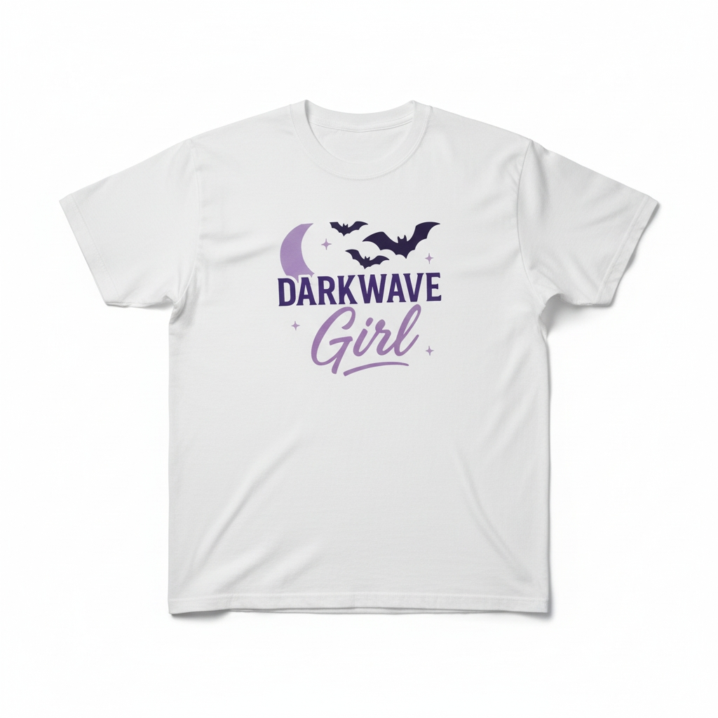Darkwave Girl T-Shirt | White Long Sleeve or Short Sleeve | Goth Music Shirt