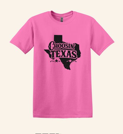 Choosin Texas Graphic Tee, Western Country Music Shirt, Soft Cotton Blend