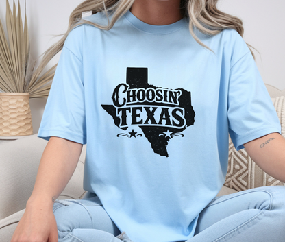 Choosin Texas Graphic Tee, Western Country Music Shirt, Soft Cotton Blend