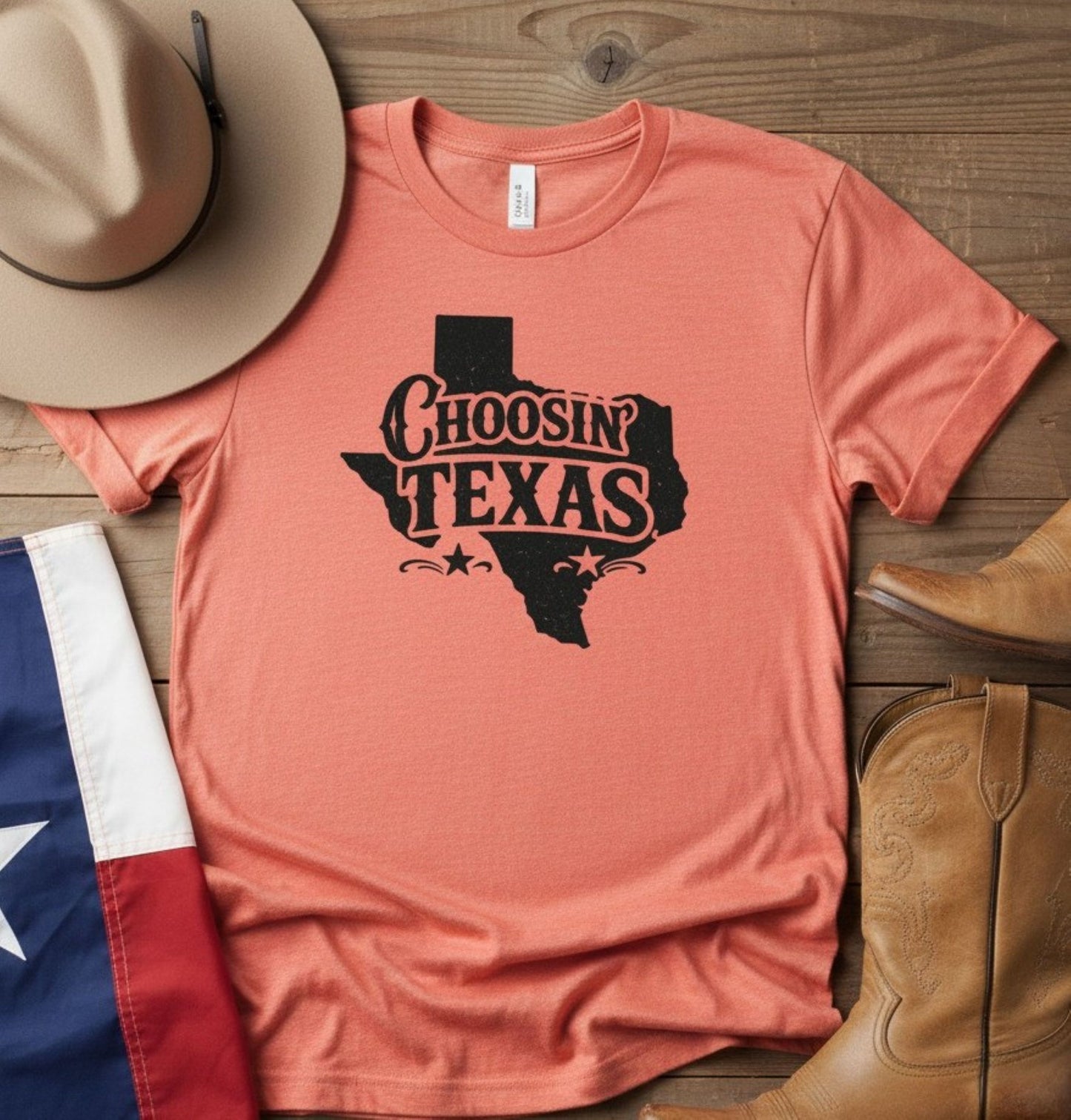 Choosin Texas Graphic Tee, Western Country Music Shirt, Soft Cotton Blend