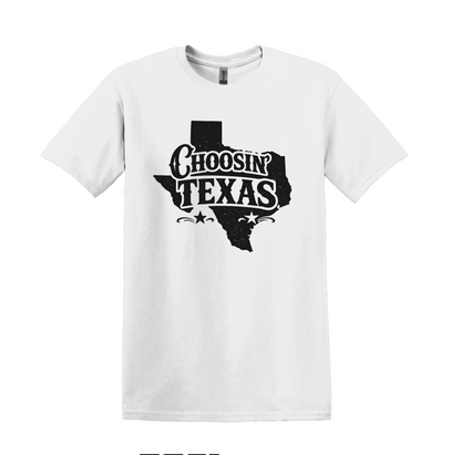 Choosin Texas Graphic Tee, Western Country Music Shirt, Soft Cotton Blend