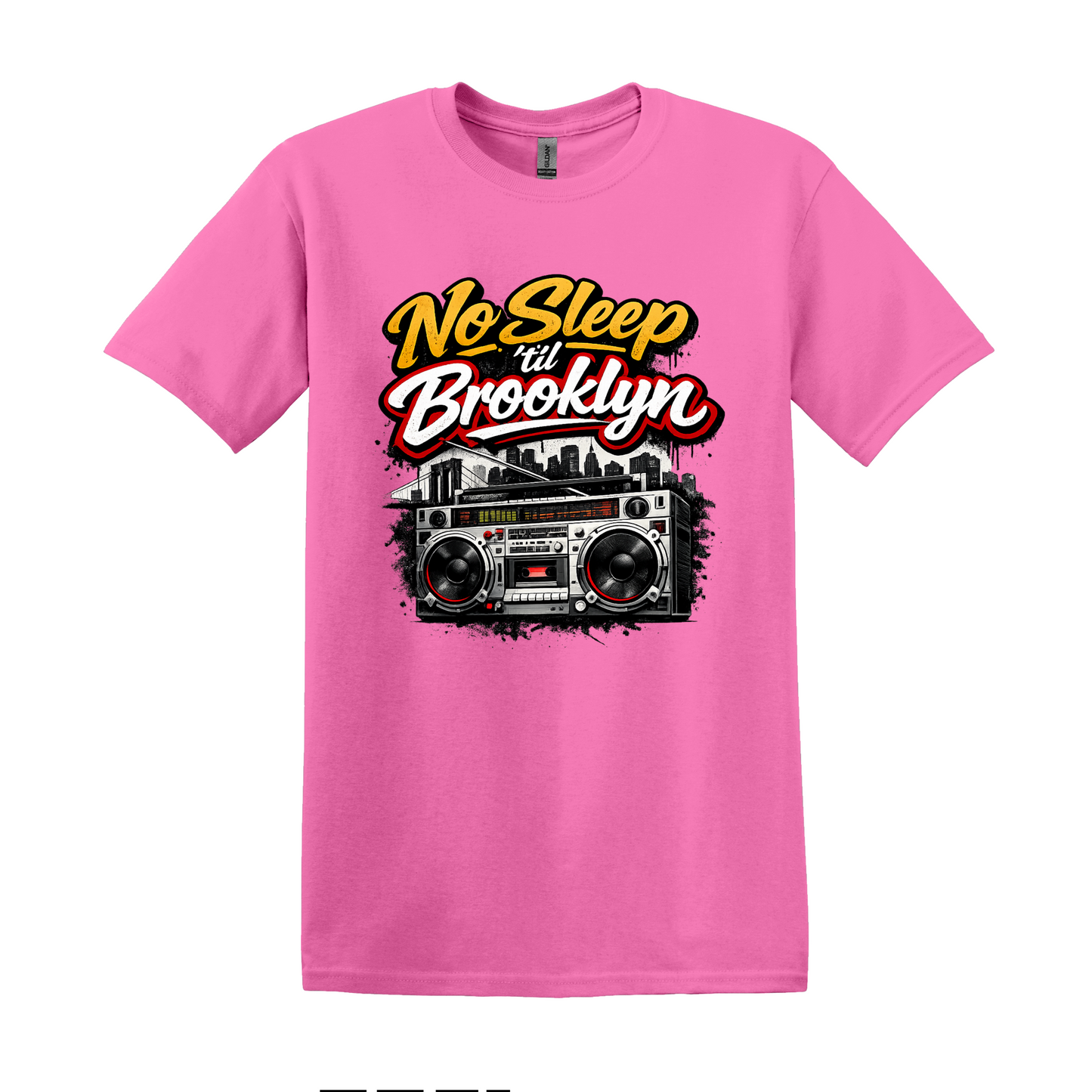 No Sleep Til Brooklyn Boombox Tee, Retro 80s Hip Hop Graphic, NYC Skyline Streetwear