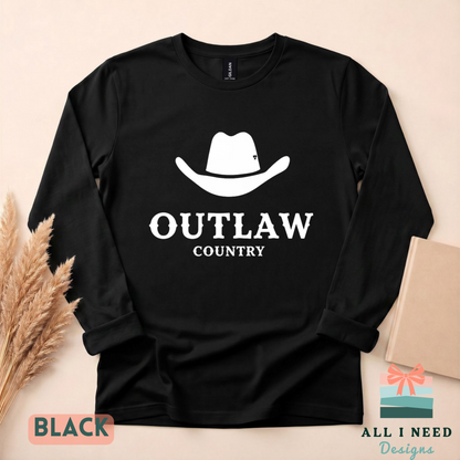 Outlaw Country Cowboy Hat Graphic Tee, Retro 70s Western Shirt