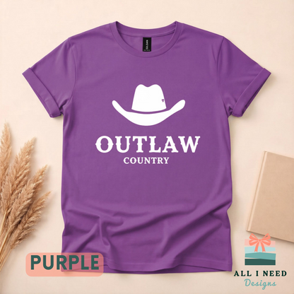Outlaw Country Cowboy Hat Graphic Tee, Retro 70s Western Shirt