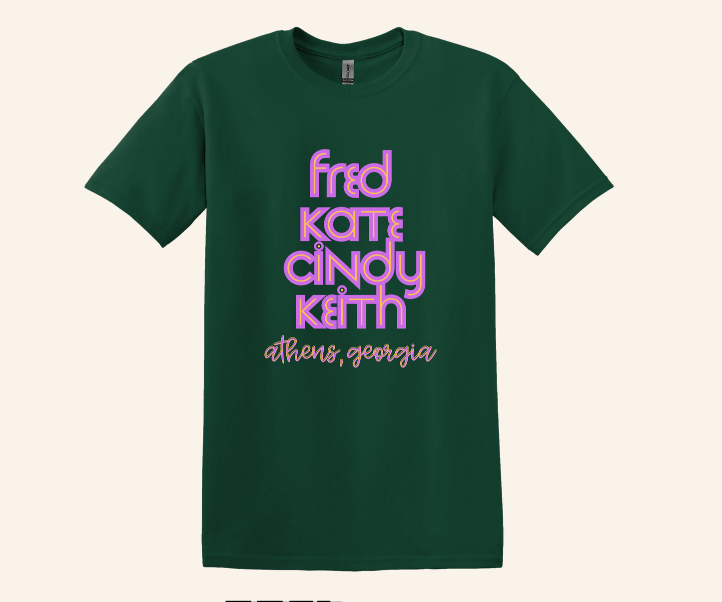 Retro New Wave B52s Fan Shirt Athens Roots, bold names design, unisex tee, XS–3XL, concert and festival top