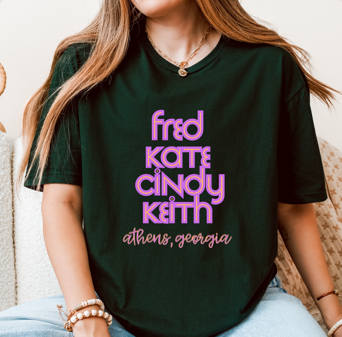 Retro New Wave B52s Fan Shirt Athens Roots, bold names design, unisex tee, XS–3XL, concert and festival top