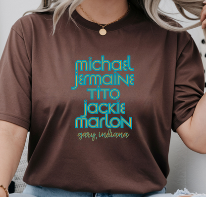 Retro Jackson Brothers Name Stack Tee, Gary Indiana Pride Shirt