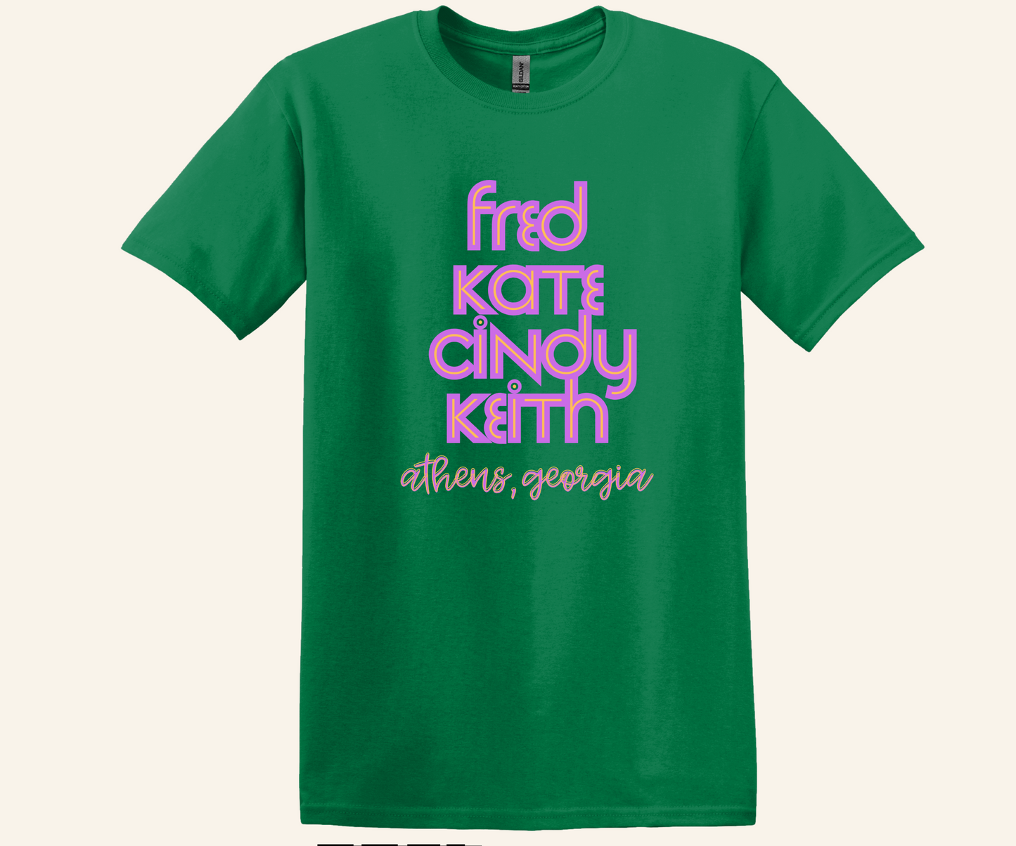 Retro New Wave B52s Fan Shirt Athens Roots, bold names design, unisex tee, XS–3XL, concert and festival top
