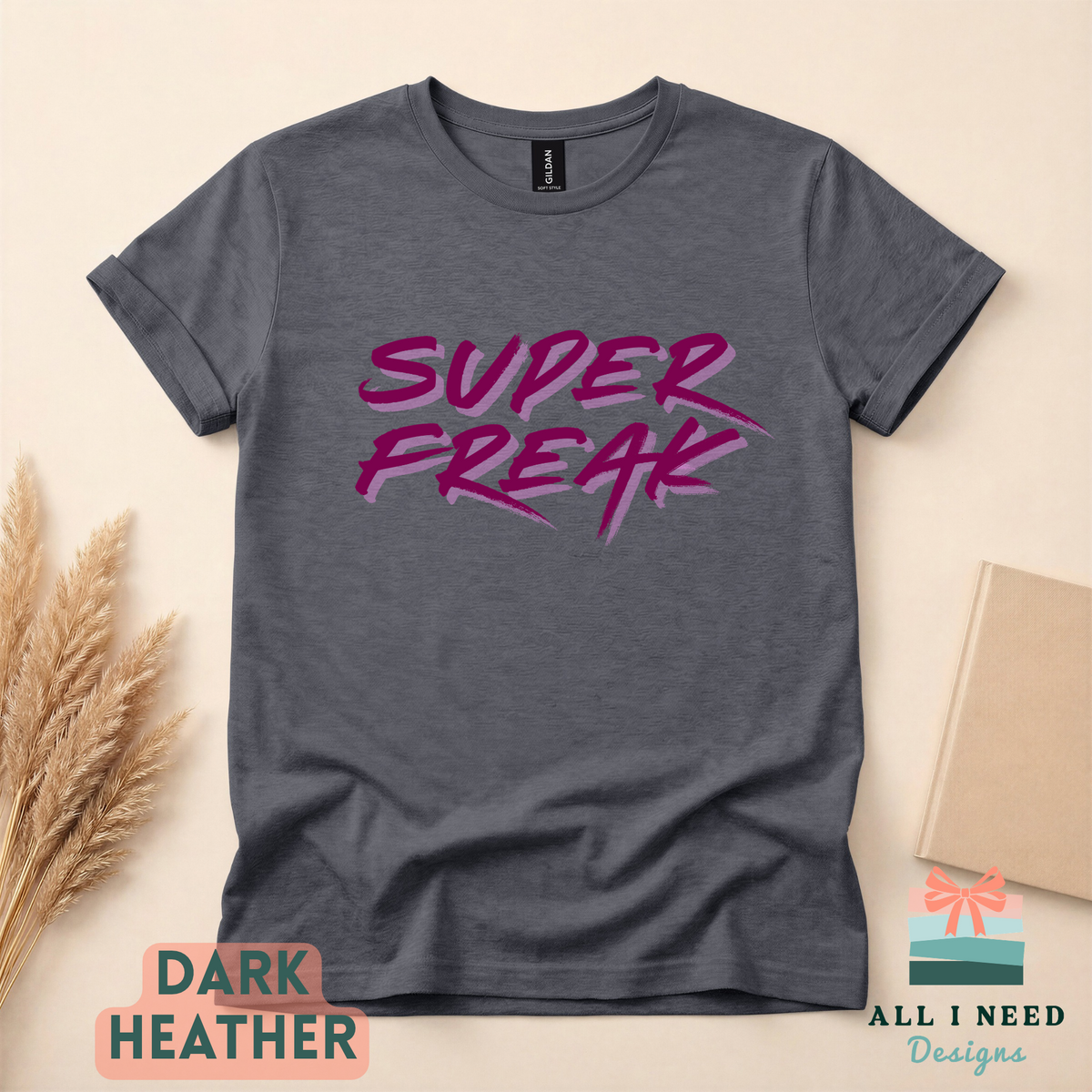 Super Freak 80s Retro Lyric Tee, Bold Neon Script Unisex Shirt