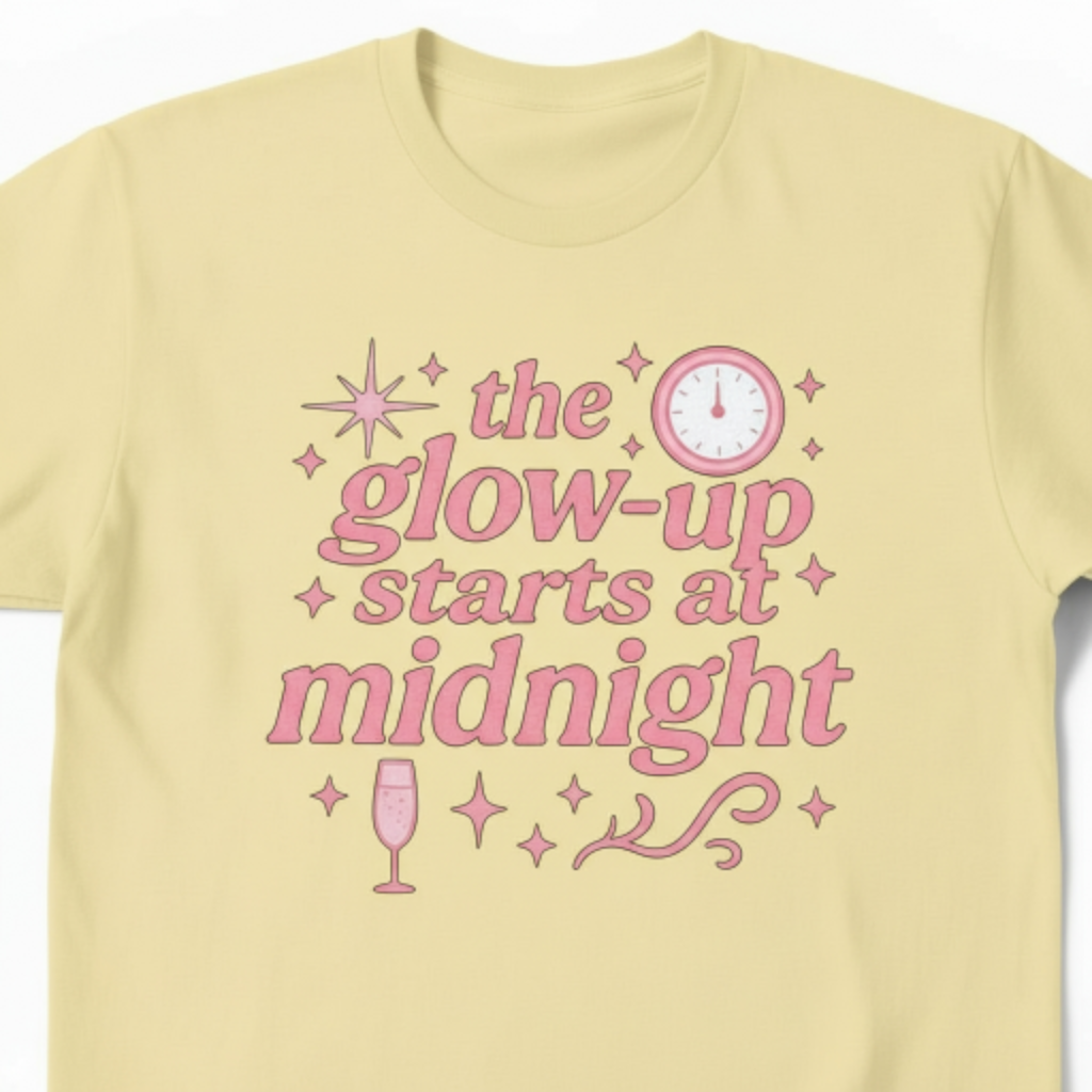 The Glow-Up Starts at Midnight T-Shirt – New Year’s Eve Party Tee