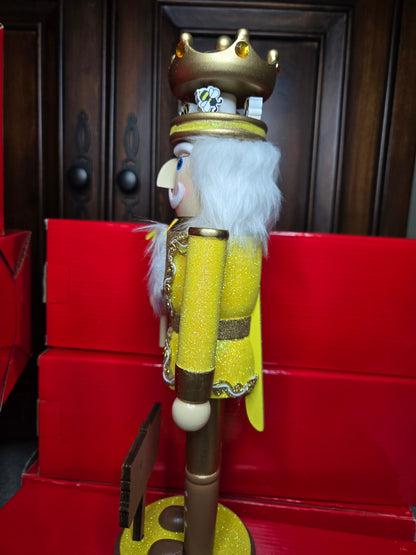 Bee Nutcracker 14 Inch, Busy Bees at Work Farmhouse Christmas Decor, Glitter Gold Figurine