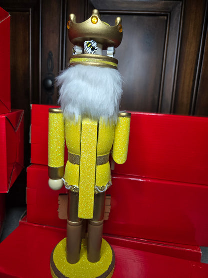 Bee Nutcracker 14 Inch, Busy Bees at Work Farmhouse Christmas Decor, Glitter Gold Figurine