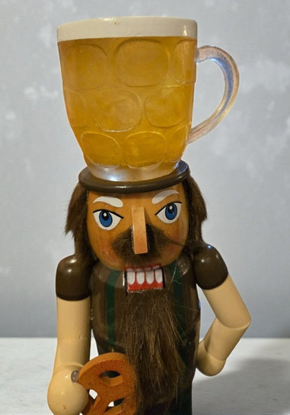 Beer Stein Nutcracker, 14" Oktoberfest Decor, Unique Beer Lover Gift