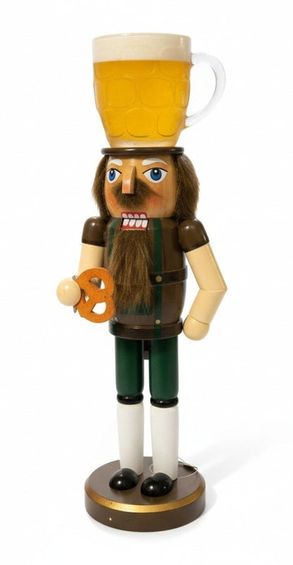 Beer Stein Nutcracker, 14" Oktoberfest Decor, Unique Beer Lover Gift