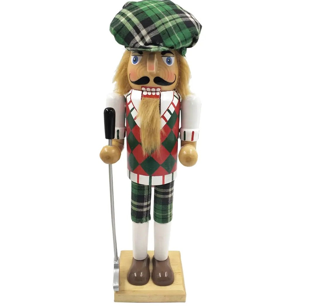 Golf Nutcracker | 14" Plaid Hat & Argyle Outfit