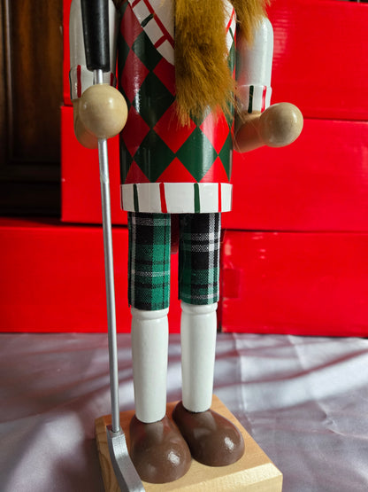 Golf Nutcracker | 14" Plaid Hat & Argyle Outfit