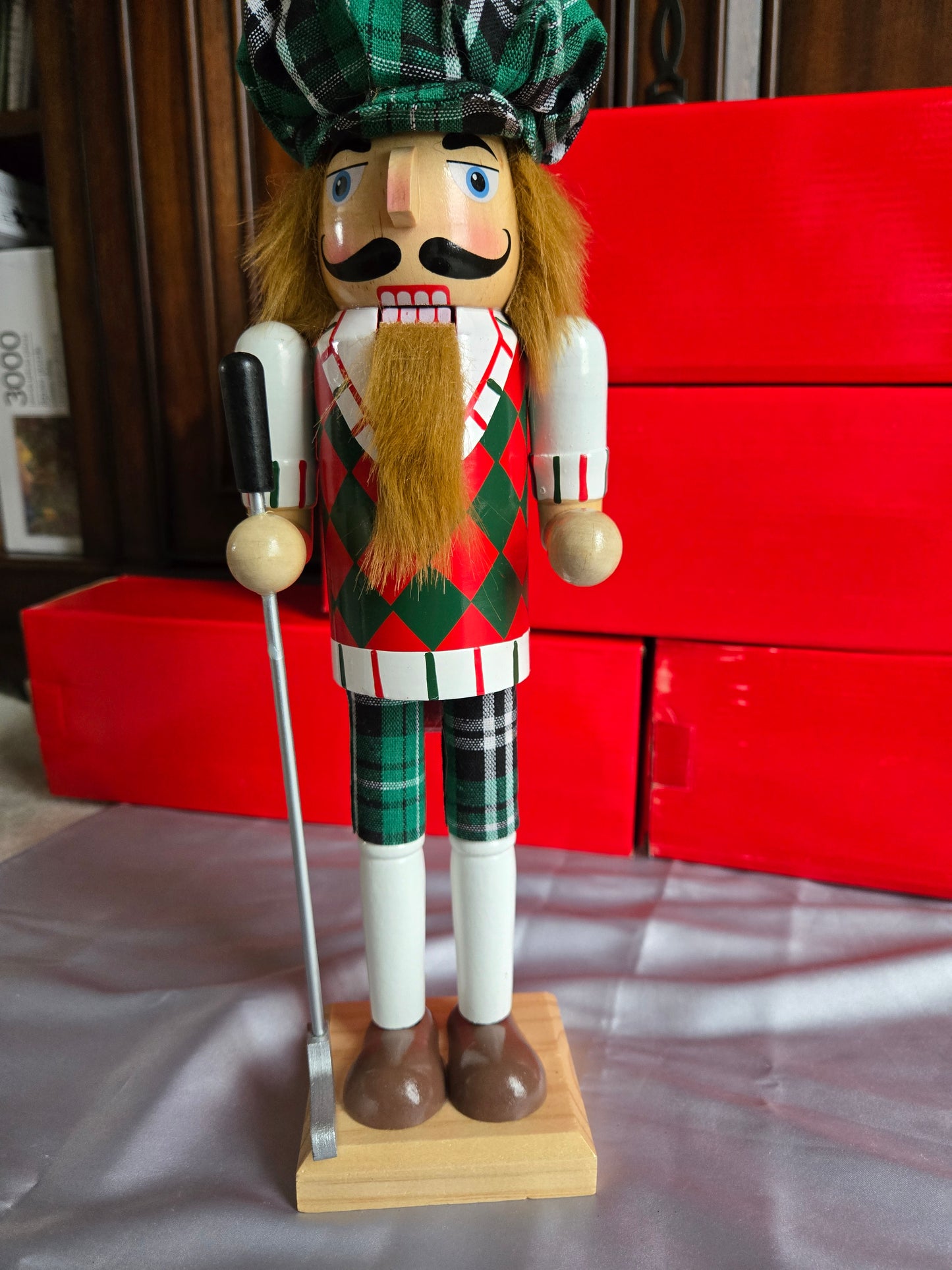 Golf Nutcracker | 14" Plaid Hat & Argyle Outfit