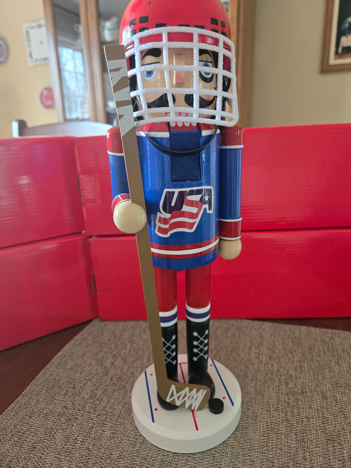 USA Hockey Nutcracker | Red White Blue Christmas Decor | Sports Figure