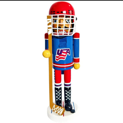 USA Hockey Nutcracker | Red White Blue Christmas Decor | Sports Figure