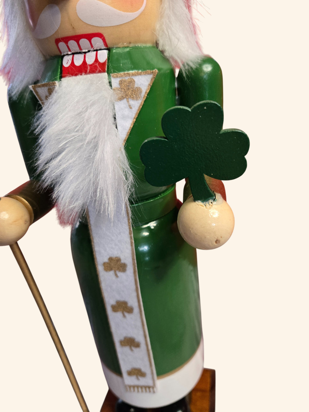 Irish Priest Nutcracker, Green & Gold Celtic Cross, St. Patrick's Day Decor