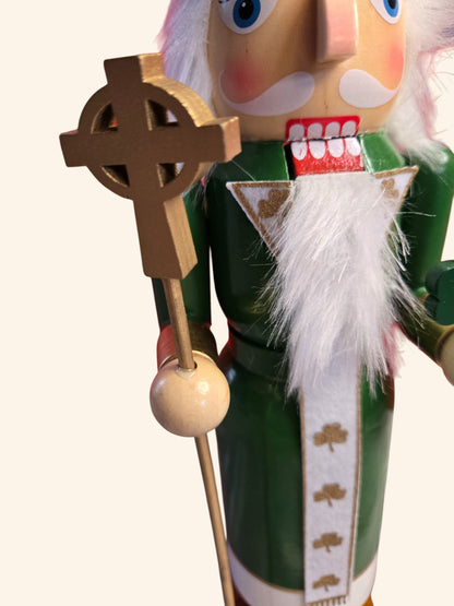 Irish Priest Nutcracker, Green & Gold Celtic Cross, St. Patrick's Day Decor
