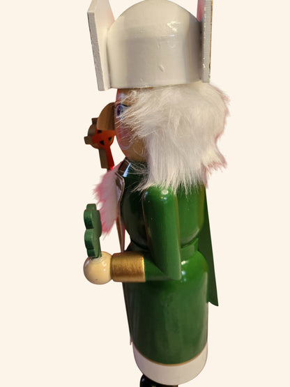 Irish Priest Nutcracker, Green & Gold Celtic Cross, St. Patrick's Day Decor
