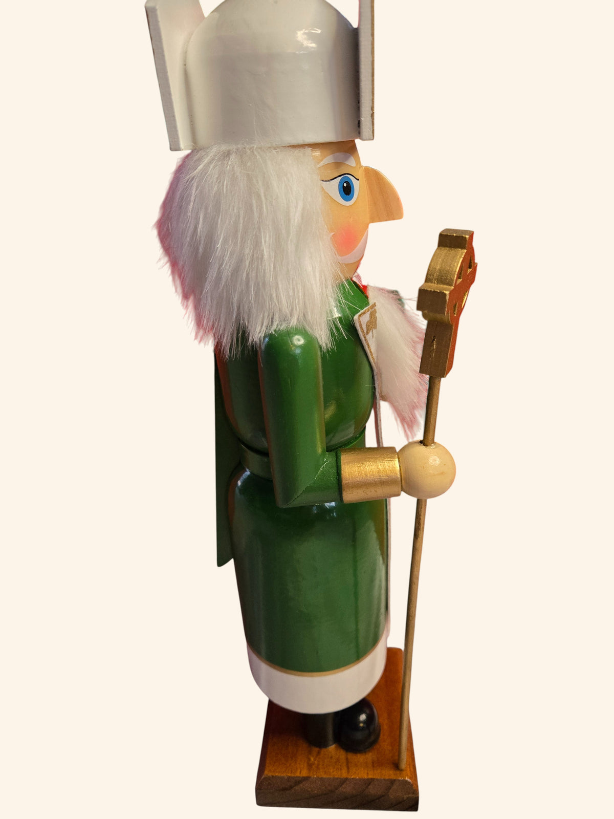 Irish Priest Nutcracker, Green & Gold Celtic Cross, St. Patrick's Day Decor