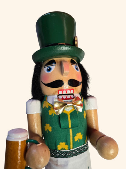 Leprechaun Nutcracker, St. Patrick’s Day Decor, Irish Nutcracker Figurine, Green Hat Shamrock Outfit