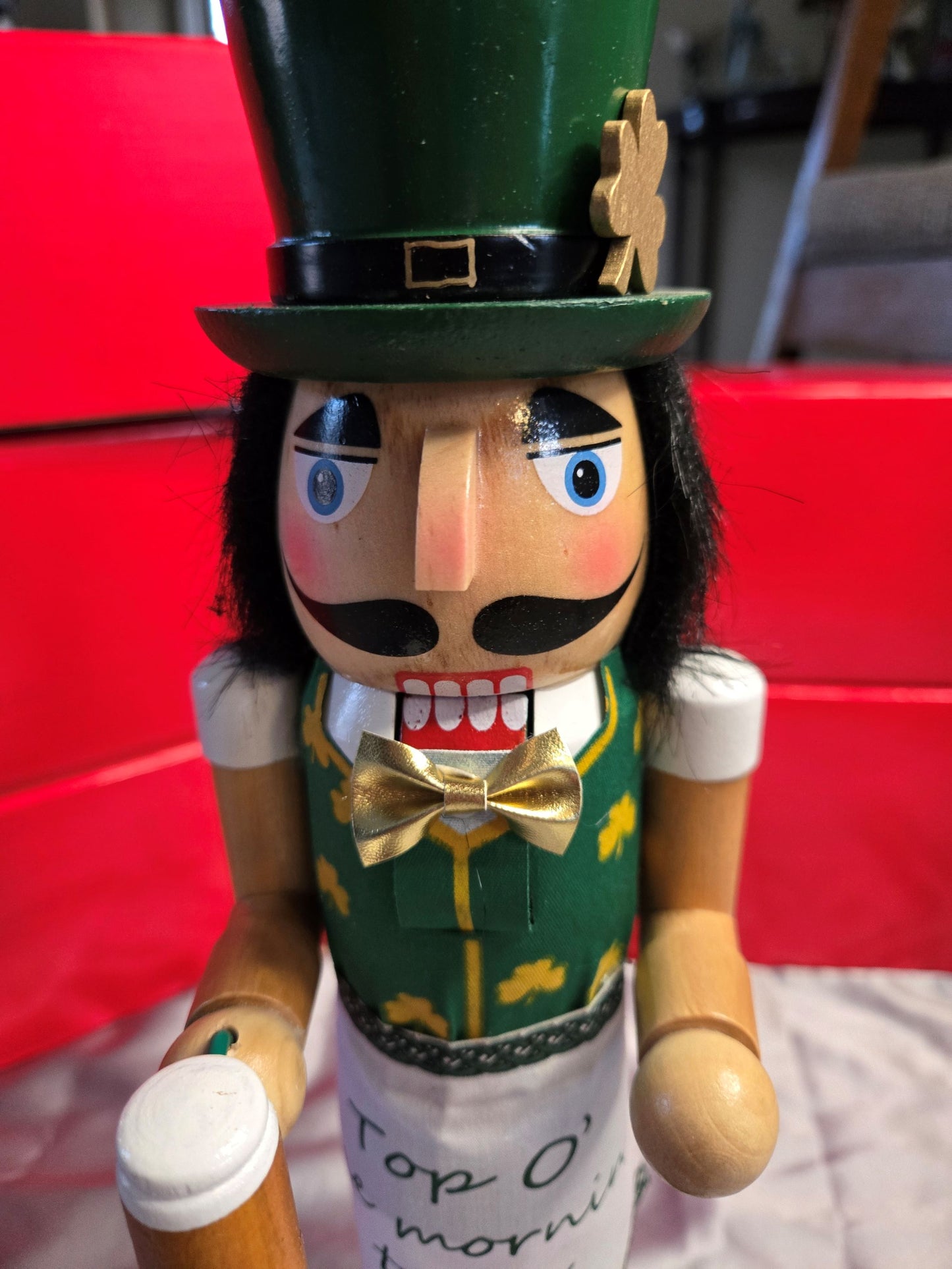 Leprechaun Nutcracker, St. Patrick’s Day Decor, Irish Nutcracker Figurine, Green Hat Shamrock Outfit