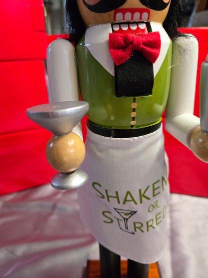 Martini Nutcracker – Bartender Decor, Shaken or Stirred, Holiday Bar Cart Accent