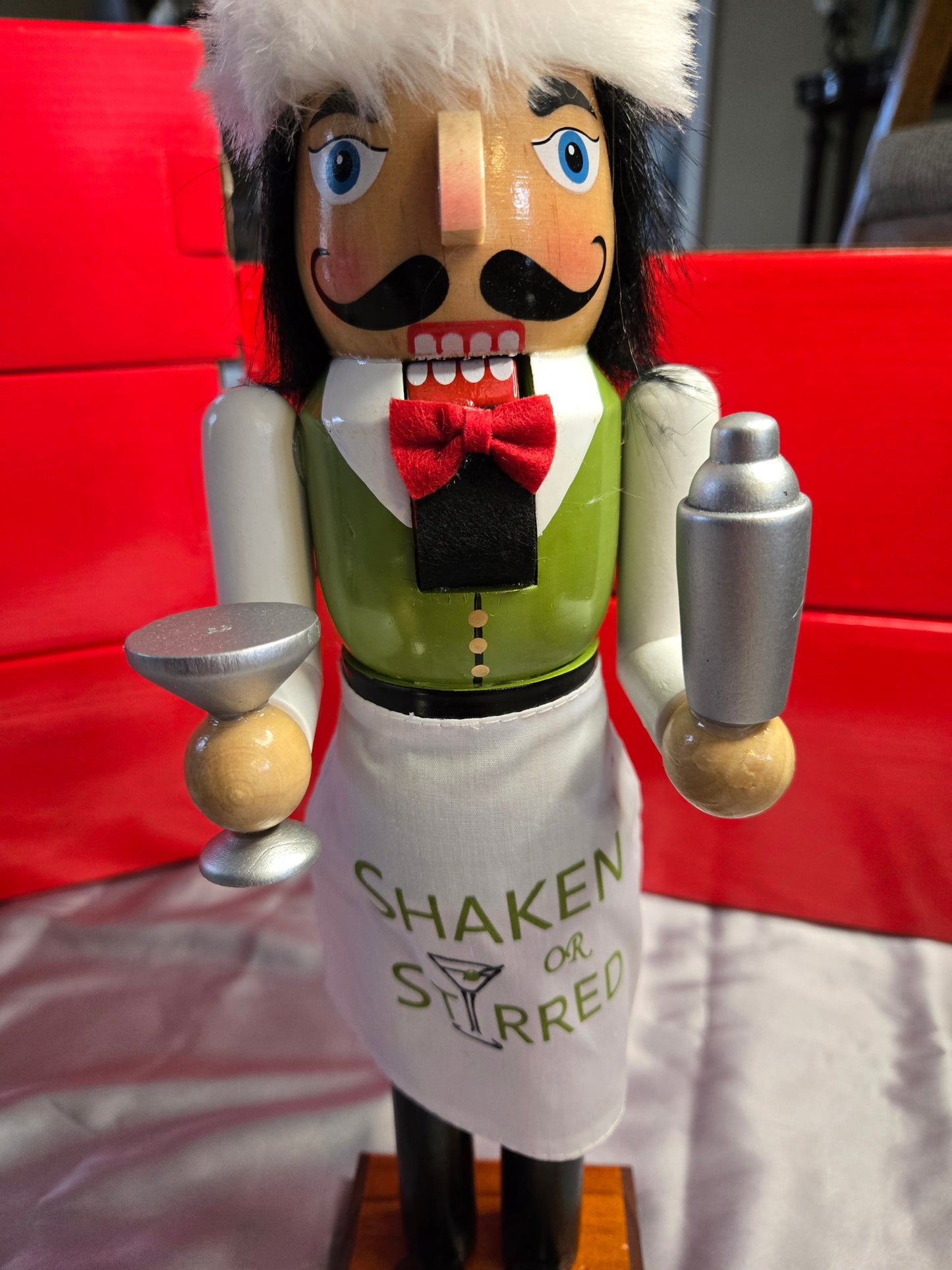 Martini Nutcracker – Bartender Decor, Shaken or Stirred, Holiday Bar Cart Accent