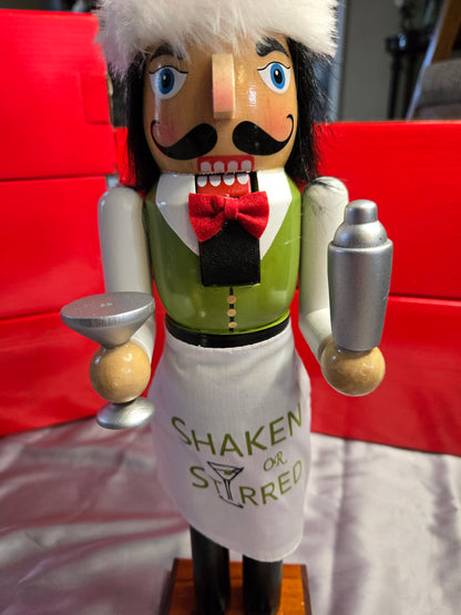 Martini Nutcracker – Bartender Decor, Shaken or Stirred, Holiday Bar Cart Accent