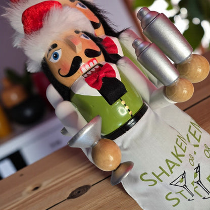 Martini Nutcracker – Bartender Decor, Shaken or Stirred, Holiday Bar Cart Accent