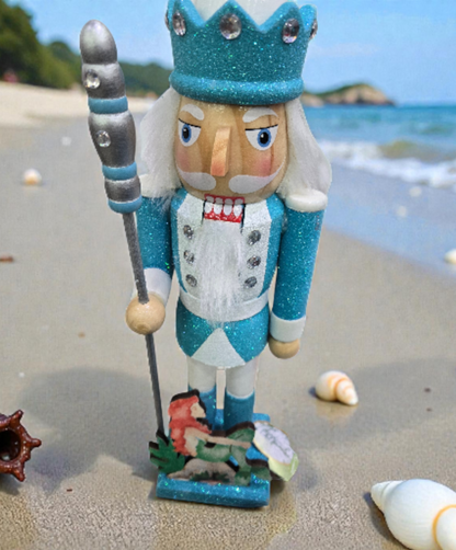 Mermaid King Nutcracker 14 Inch | Coastal Christmas | Nautical Nutcracker | Beach Decor