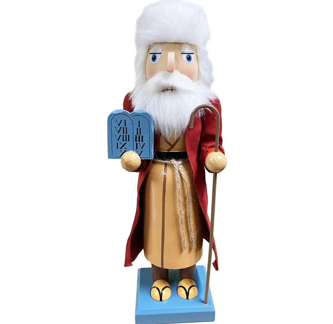 Moses Nutcracker – Ten Commandments Christian Christmas Decor, Religious Holiday Figurine, Bible Nativity Shelf Sitter