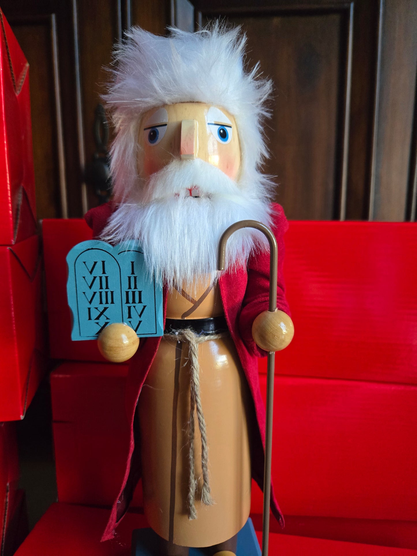 Moses Nutcracker – Ten Commandments Christian Christmas Decor, Religious Holiday Figurine, Bible Nativity Shelf Sitter