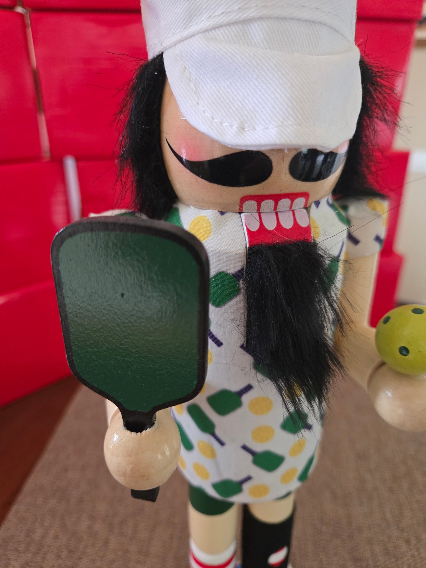 14-Inch Pickleball Nutcracker | Sports Holiday Decor, Paddle, Ball Details