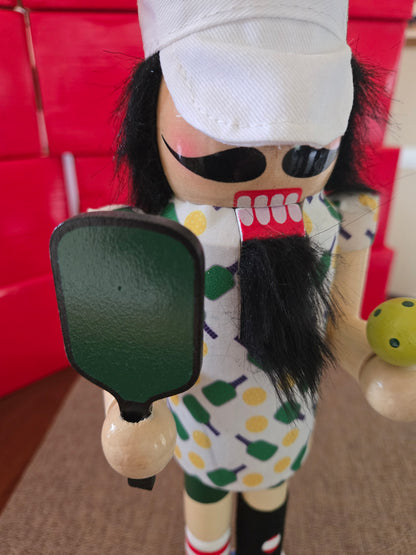 14-Inch Pickleball Nutcracker | Sports Holiday Decor, Paddle, Ball Details