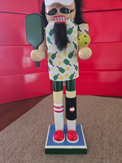 14-Inch Pickleball Nutcracker | Sports Holiday Decor, Paddle, Ball Details