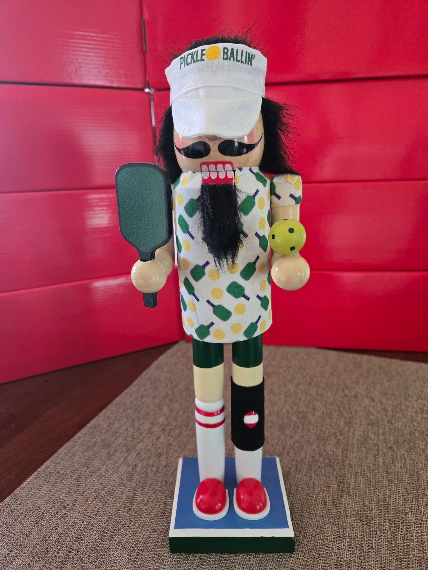 14-Inch Pickleball Nutcracker | Sports Holiday Decor, Paddle, Ball Details
