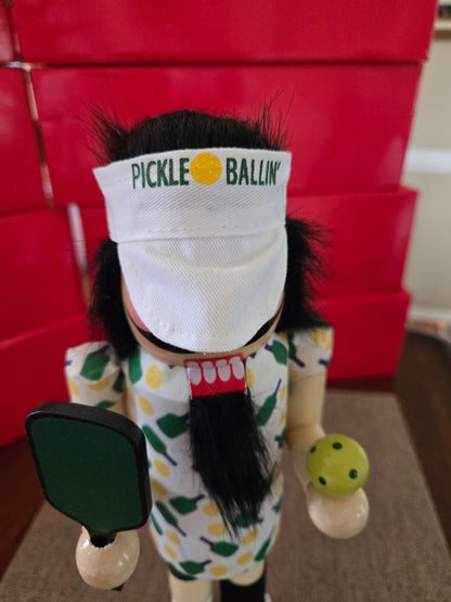 14-Inch Pickleball Nutcracker | Sports Holiday Decor, Paddle, Ball Details