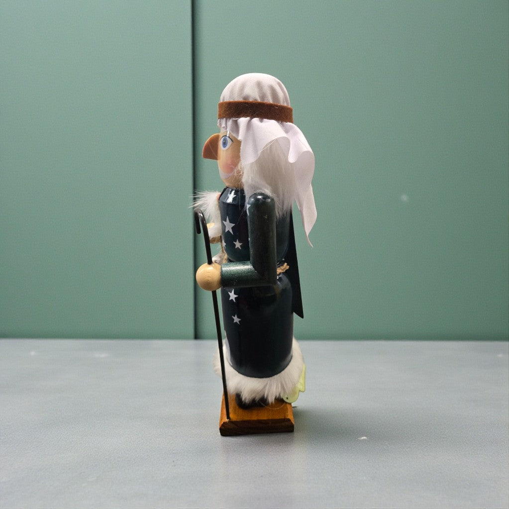 Shepherd Nutcracker 14” Wooden Decor | Nativity Shepherd w/ Staff & Lamb Rustic Farmhouse Mantel