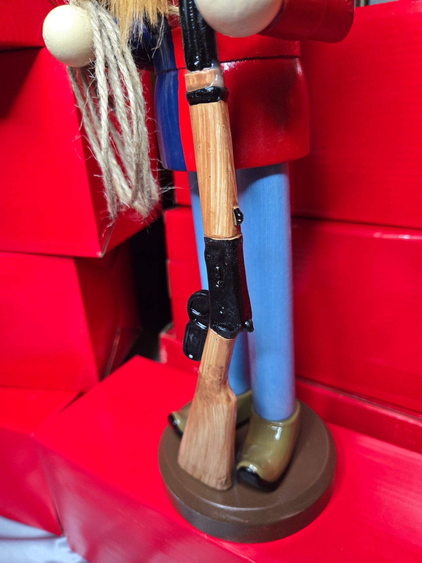 Texas Cowboy Nutcracker – Wooden Western Decor with Lasso, Rifle