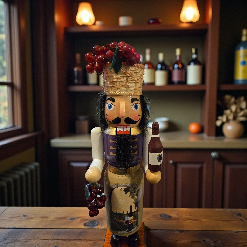 Tuscan Wine Steward 14" Nutcracker, Handcrafted Italian Decor, Wine Lover Gift, Kitchen Decoration