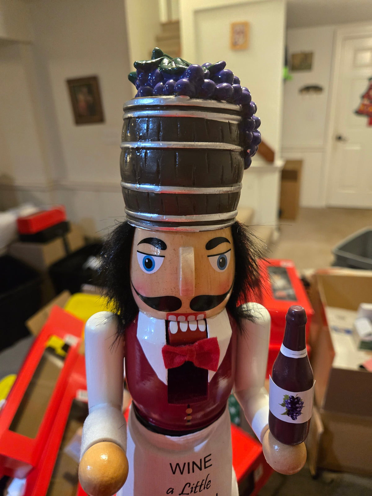 Wine a Little Laugh a Lot Nutcracker, Bar Cart Decoration, Wooden Figure, Vineyard Lover Gift