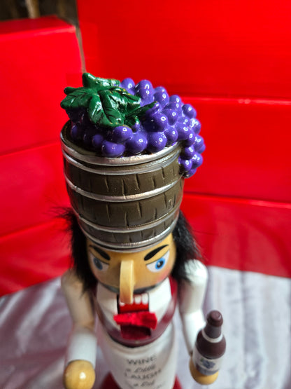 Wine a Little Laugh a Lot Nutcracker, Bar Cart Decoration, Wooden Figure, Vineyard Lover Gift